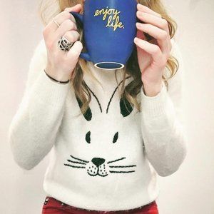 TOPSHOP White Bunny Sweater, Size 4